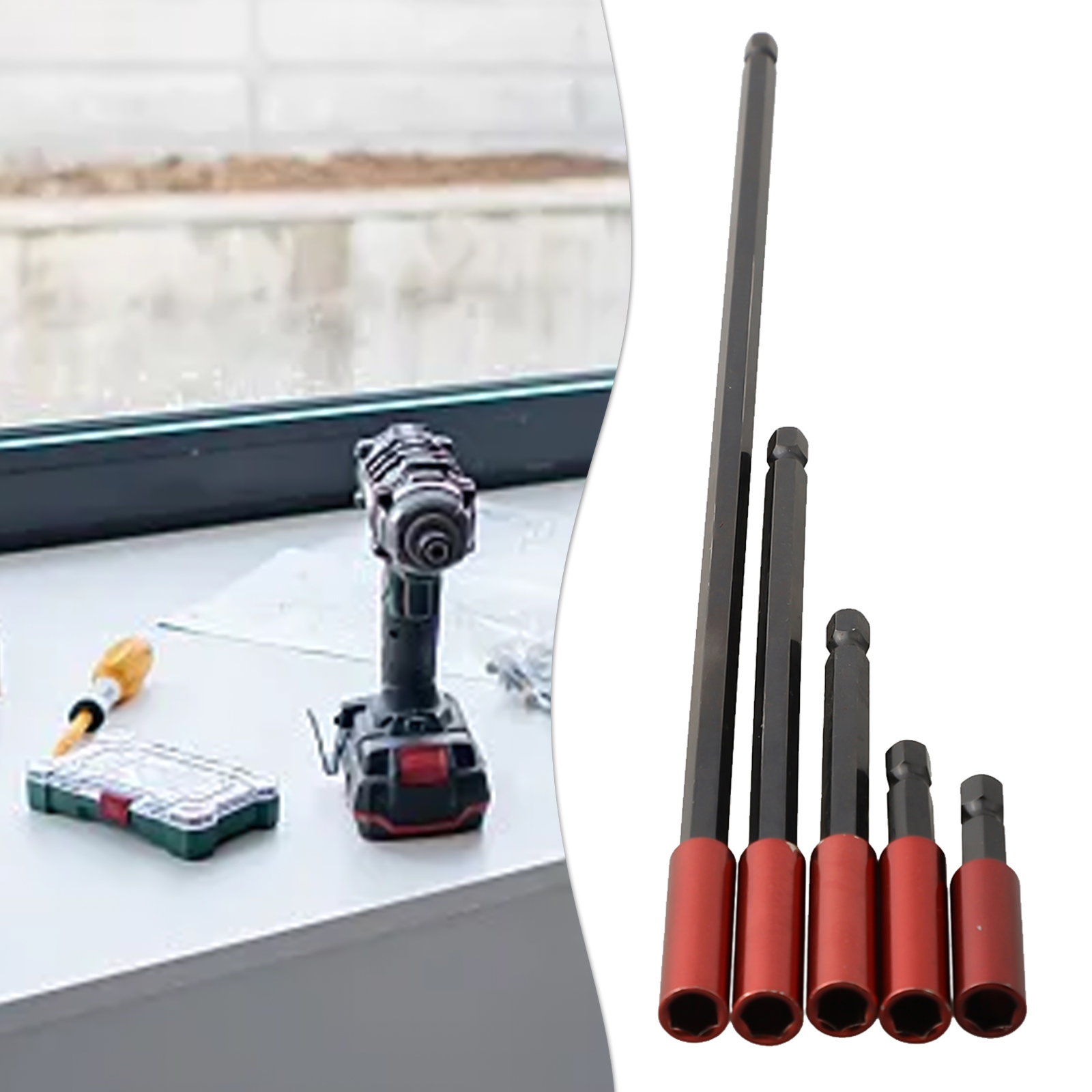 Magnetic Drill Press - 1 5pcs 50-300mm Drill Bits Extension
