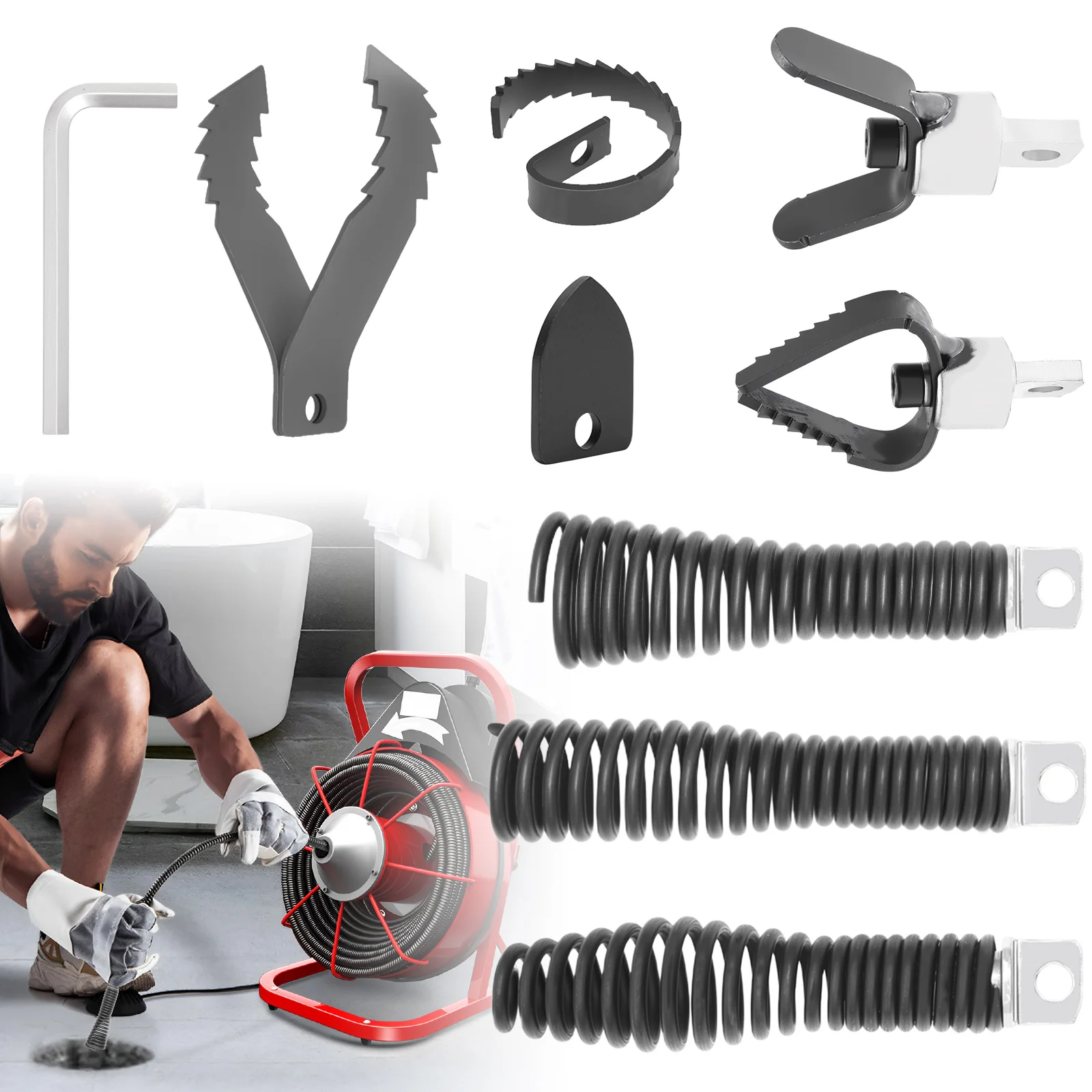 8Pcs Drain Snake Drill Attachm – обзор и цена Auger Drill Attachment