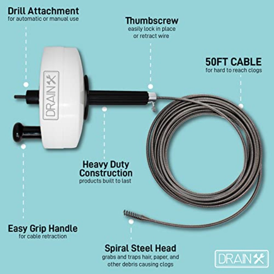 DrainX Power Pro 50-FT Steel D – обзор и цена Auger Drill Attachment